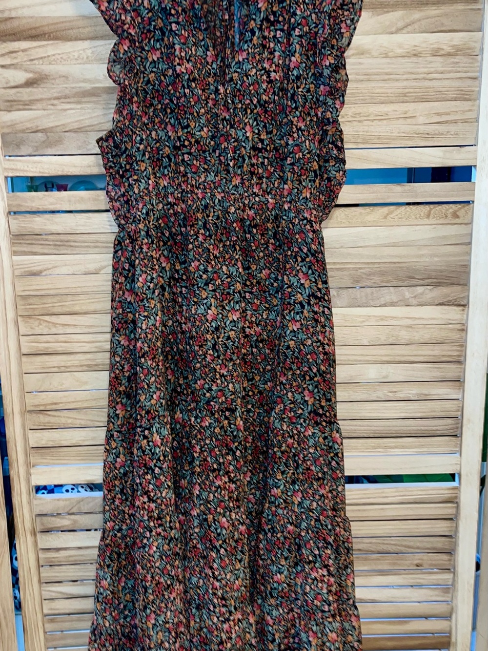 BB Dakota Steve Madden Floral Tiered Maxi Dress Large Ruffle Western Boho - Picture 2 of 9
